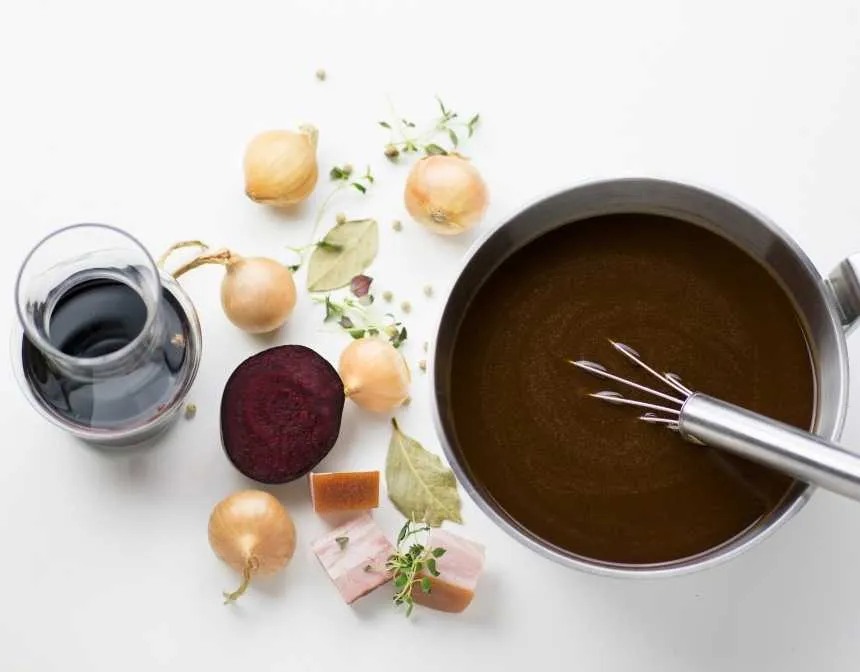 A bowl of the red wine sauce