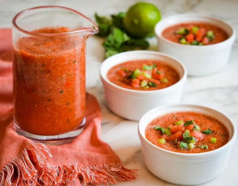 Three bowls gazpacho