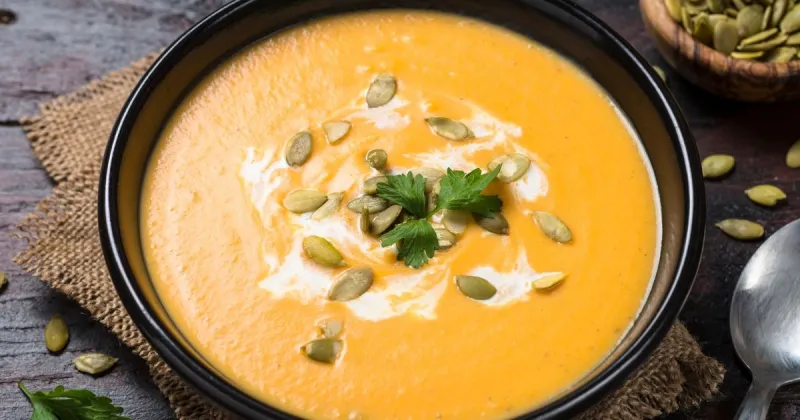 A bowl of carrot soup