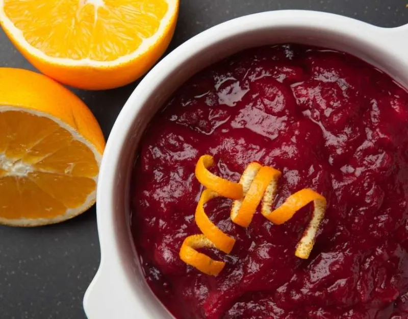 Cranberry sauce on white plate