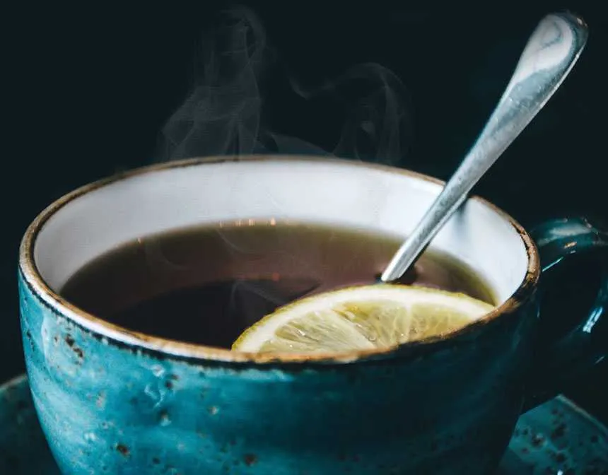 Blue ceramic tea cup