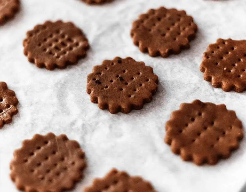 Chocolate cookies on a tray