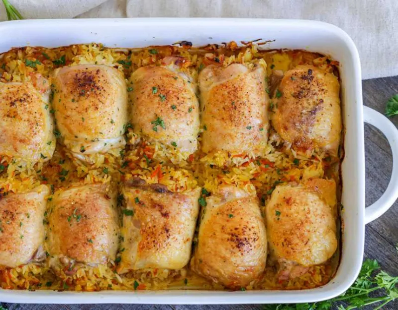 Rice stuffed chicken thighs