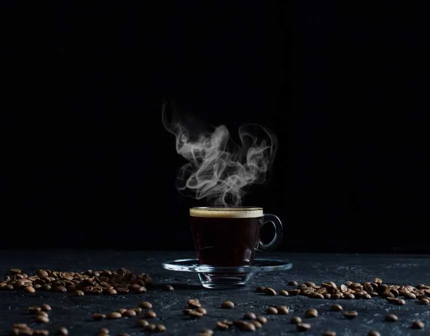 americano with coffee beans