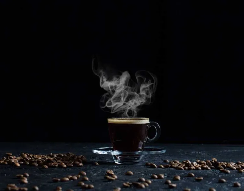 americano with coffee beans