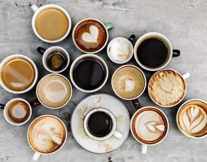 Different kinds of coffee on the table