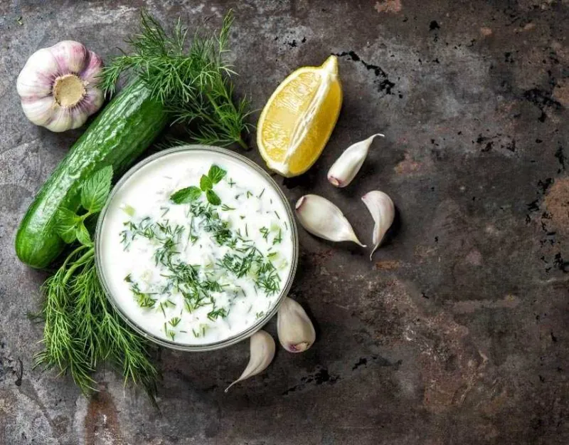 Tzatziki and ingredients