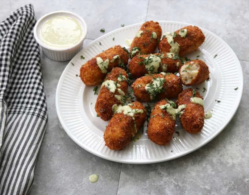 Turkey potato croquettes with sauce