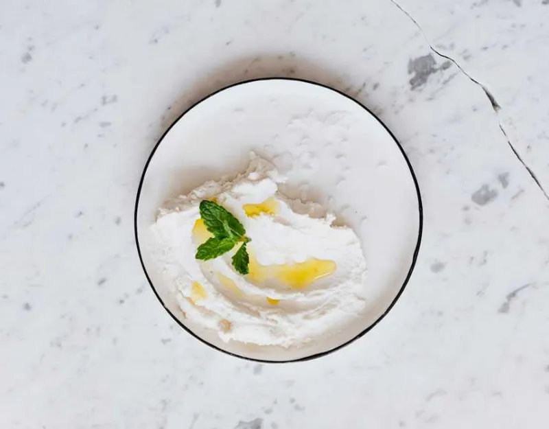 Cottage cheese on a plate
