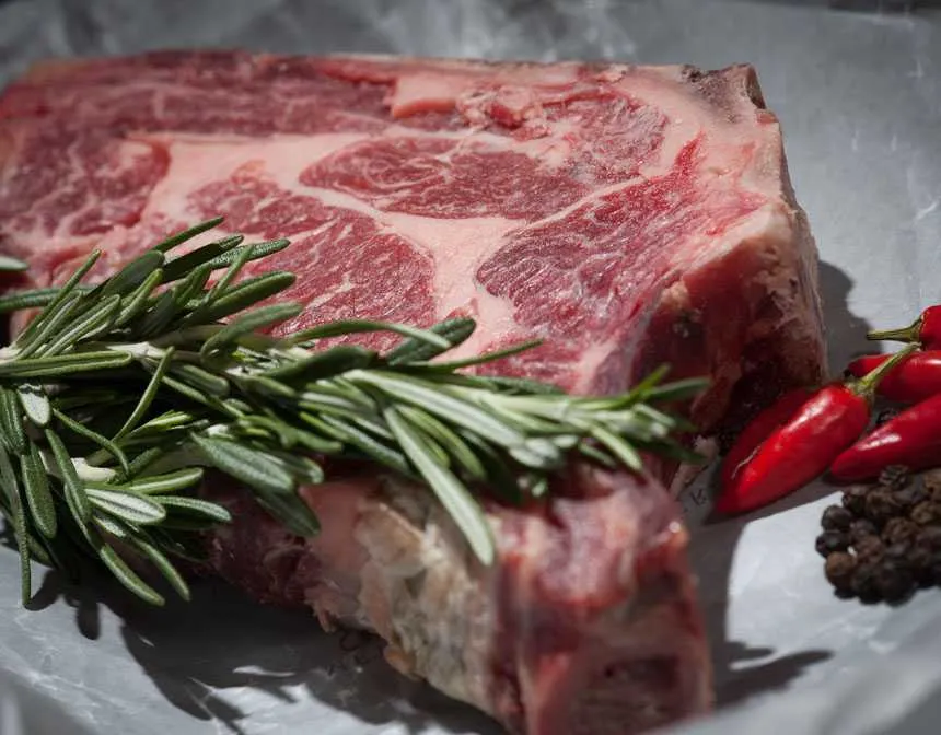 Steak meat raw herbs