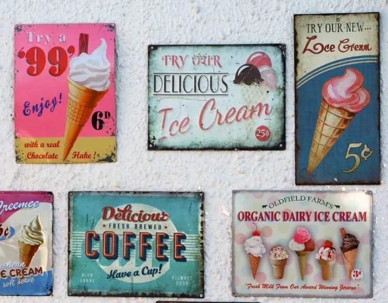 ice cream shop signs