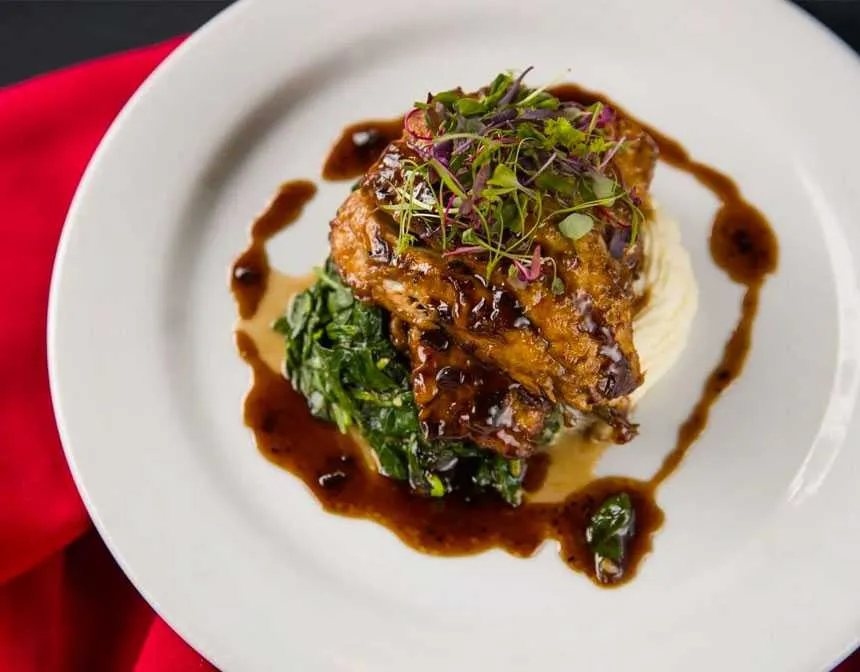 Branzino with spinach and mashed potatoes