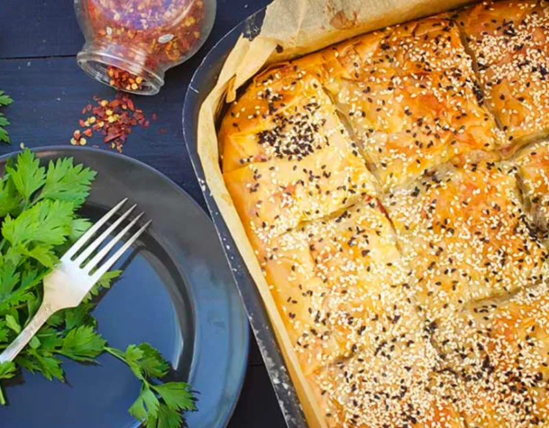 Vegan greek pie with eggplants