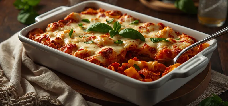 Baked ziti on a plate