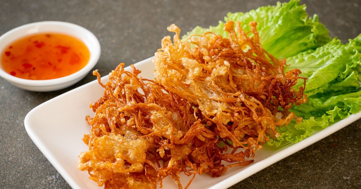 Fried Enoki Mushrooms